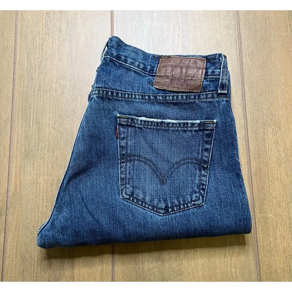 Vintage Levis 514 Slim‎ Straight 33x32 Blue Jeans Denim Fade Y2K boho Western